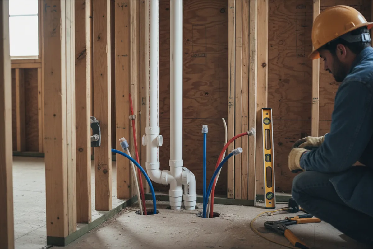Drain and supply rough-in during Drain Cleaning in Hewlett